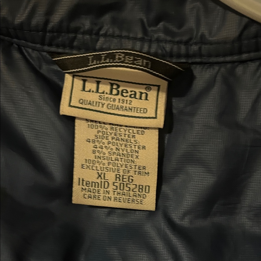 L.L. Bean Navy and Black Quilted Hooded Vest - Picture 2 of 5